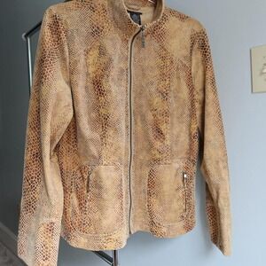 Snakeskin Womens Fashion Tan and Brown Jacket‎ Zip Up Western Cowboy